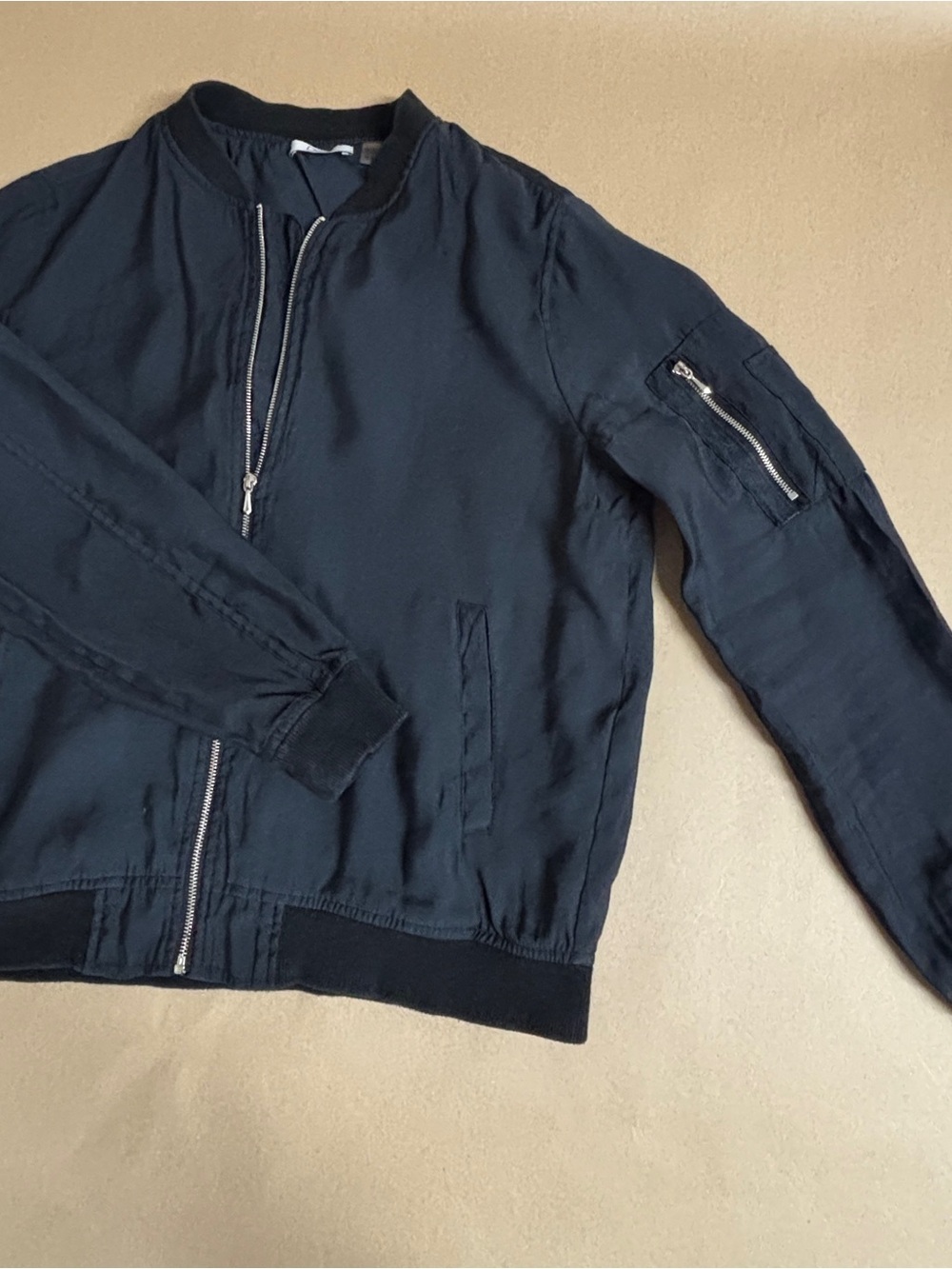Dex black Bomber Jacket Size M | Modal Blend Lightweight Zip-Up